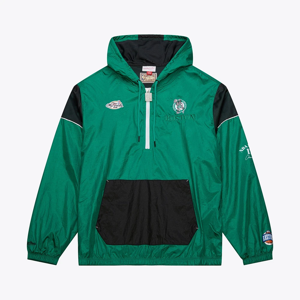 Veste coupe-vent unisexe Mitchell & Ness Kelly Green Boston Celtics Hardwood Classics Team OG 3.0 Anorak à demi-zip