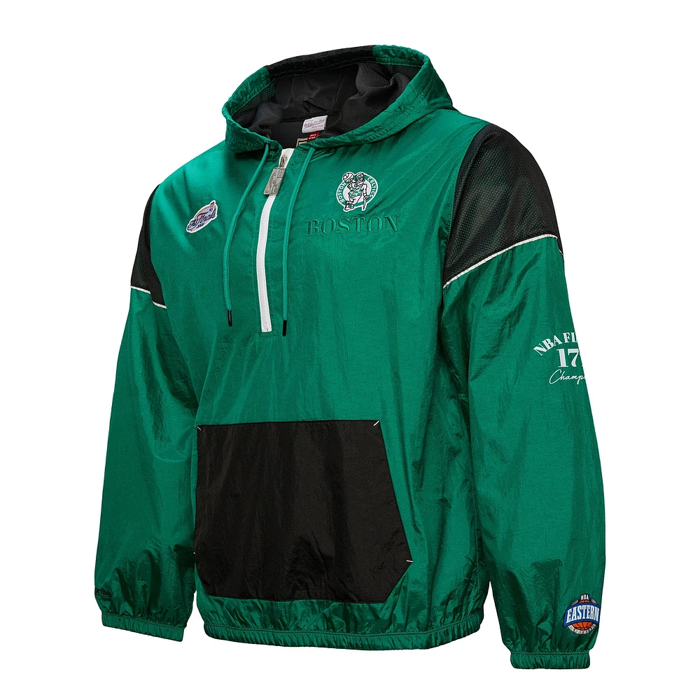 Veste coupe-vent unisexe Mitchell & Ness Kelly Green Boston Celtics Hardwood Classics Team OG 3.0 Anorak à demi-zip