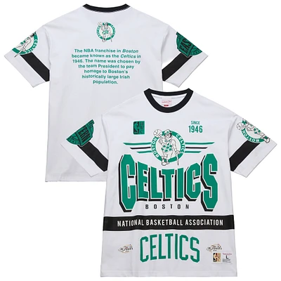 T-shirt unisexe blanc Mitchell & Ness Boston Celtics Hardwood Classics Vintage Team Origins Premium
