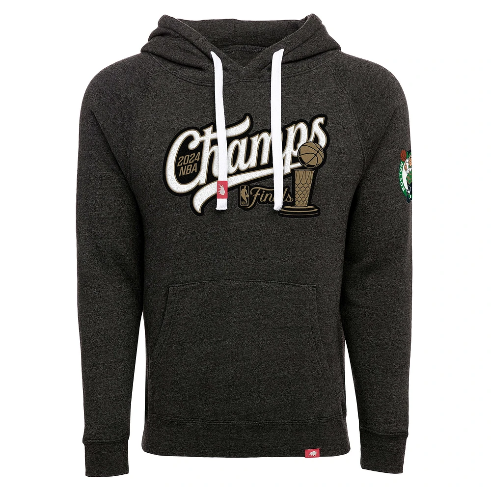 Unisex Sportiqe Heather Black Boston Celtics 2024 NBA Finals Champions Olsen Premium Tri-Blend Pullover Hoodie