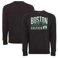 Sweat-shirt unisexe Sportiqe Heather Black Boston Celtics Harmon super doux à trois mélanges raglan