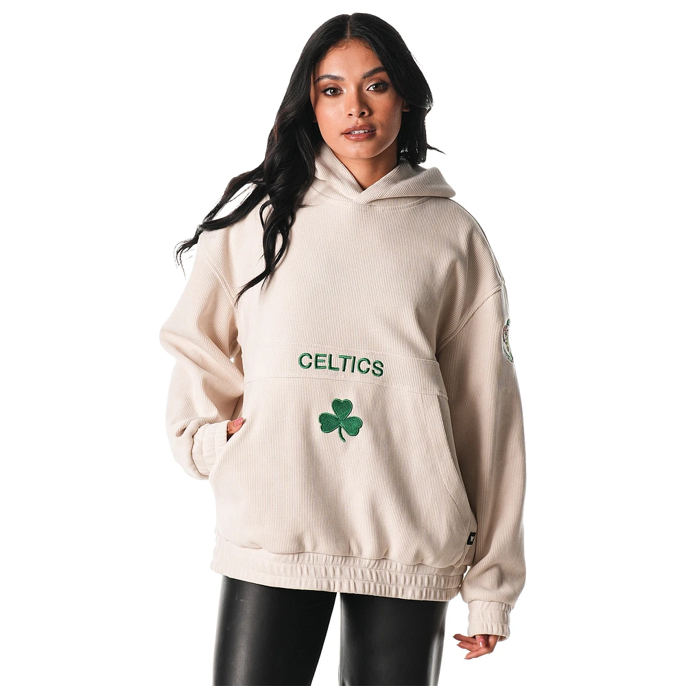 Sweat à capuche unisexe en velours côtelé tri-blend crème Boston Celtics The Wild Collective