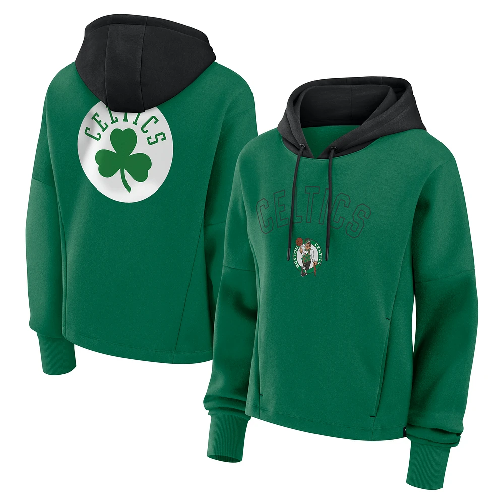Women's Fanatics  Kelly Green Boston Celtics Post Up Boxy Pullover Hoodie