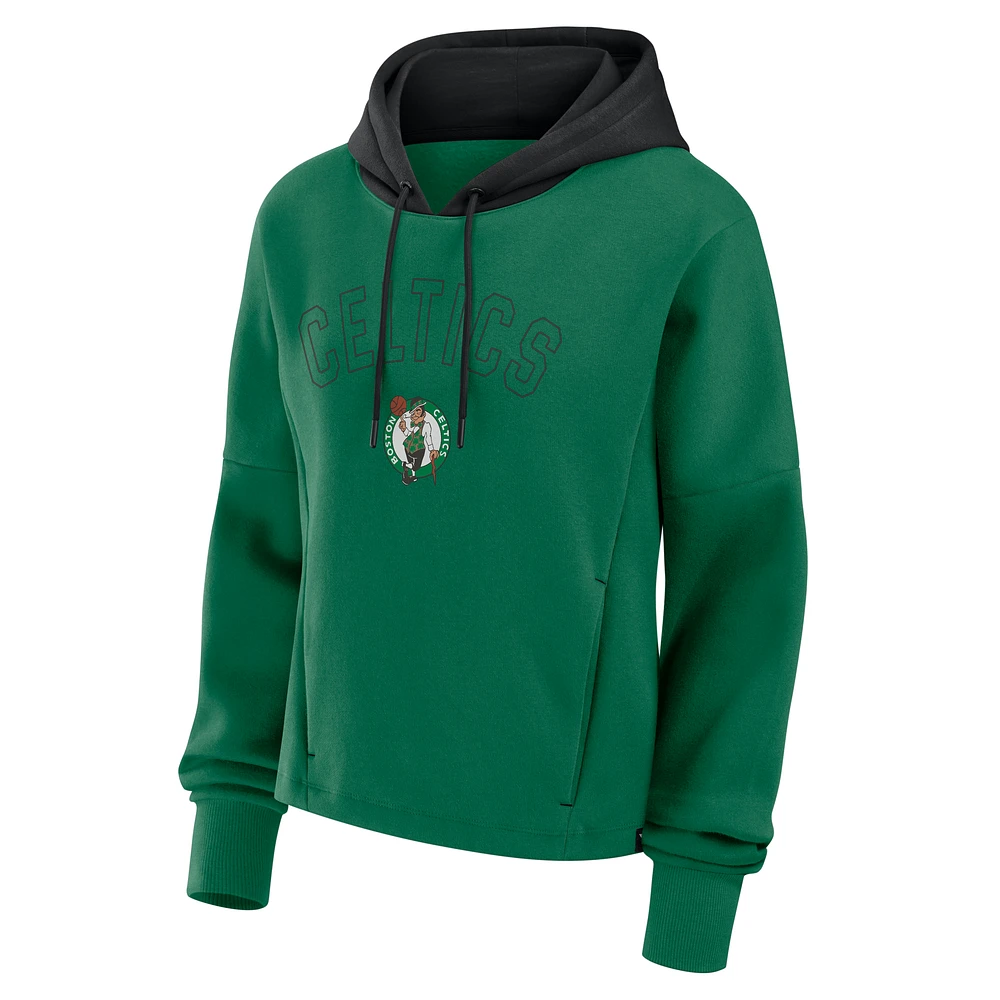 Women's Fanatics  Kelly Green Boston Celtics Post Up Boxy Pullover Hoodie