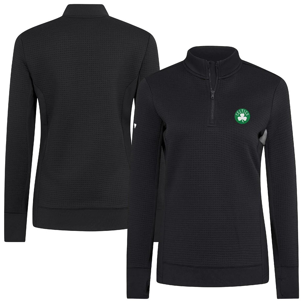 Women's Levelwear  Black Boston Celtics Cushion Quarter-Zip Pullover