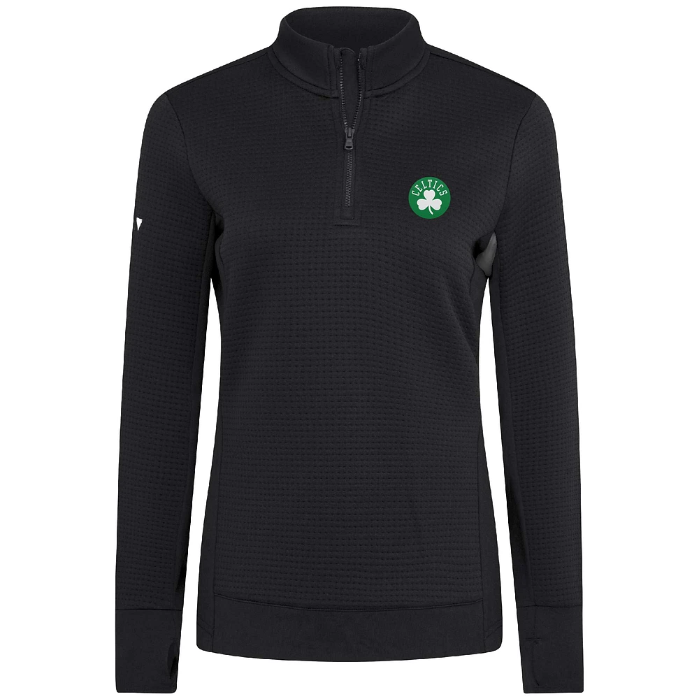 Women's Levelwear  Black Boston Celtics Cushion Quarter-Zip Pullover