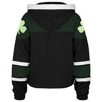 Women's '47 Black Boston Celtics 2024/25 City Edition Superior Cropped Lace-Up Pullover Hoodie