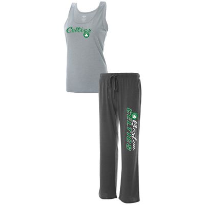 Women's Concepts Sport Heathered Gray/Heathered Charcoal Boston Celtics Plus Tank Top & Pants Sleep Set