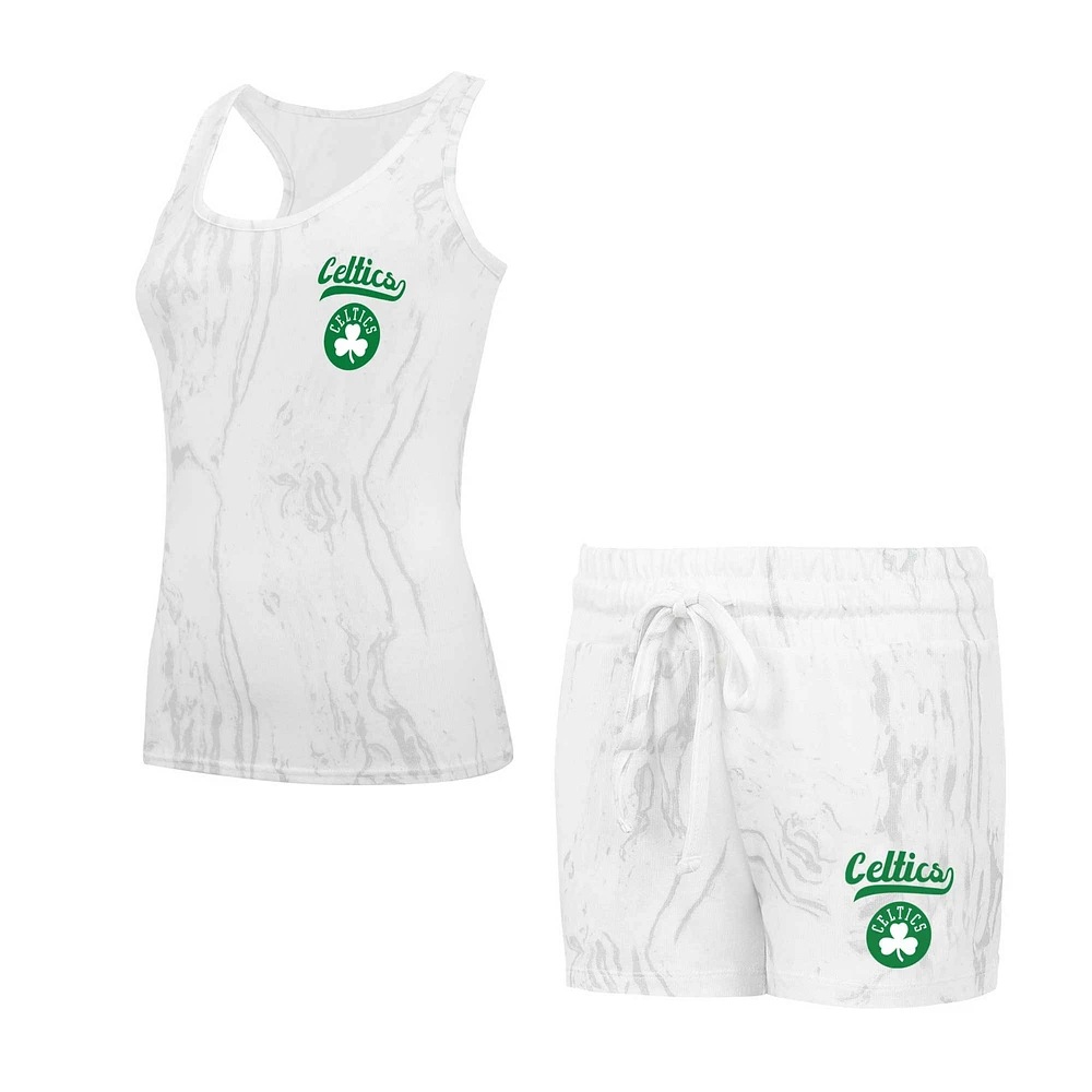 Ensemble débardeur et short Concepts Sport blanc Boston Celtics Quartz pour femmes