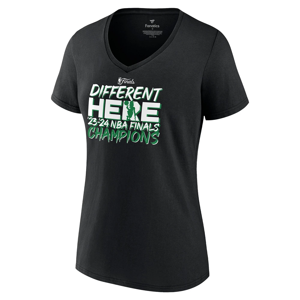 Fanatics pour femmes noir Boston Celtics 2024 NBA Finals Champions Pump Fake Hometown Originals T-shirt à col en V