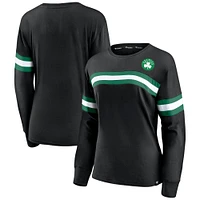 Fanatics pour femmes noirs Boston Celtics Block Party rayé - T-shirt à manches longues