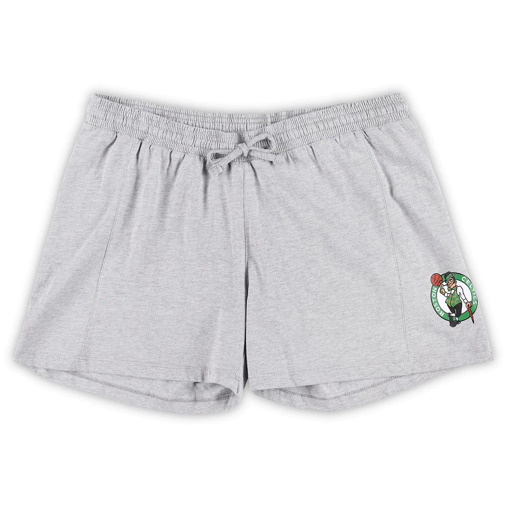 Women's Fanatics Kelly Green/Heather Gray Boston Celtics Plus T-Shirt & Shorts Combo Set