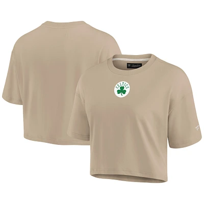 Women's Fanatics Khaki Boston Celtics Elements Super Soft Boxy Cropped T-Shirt