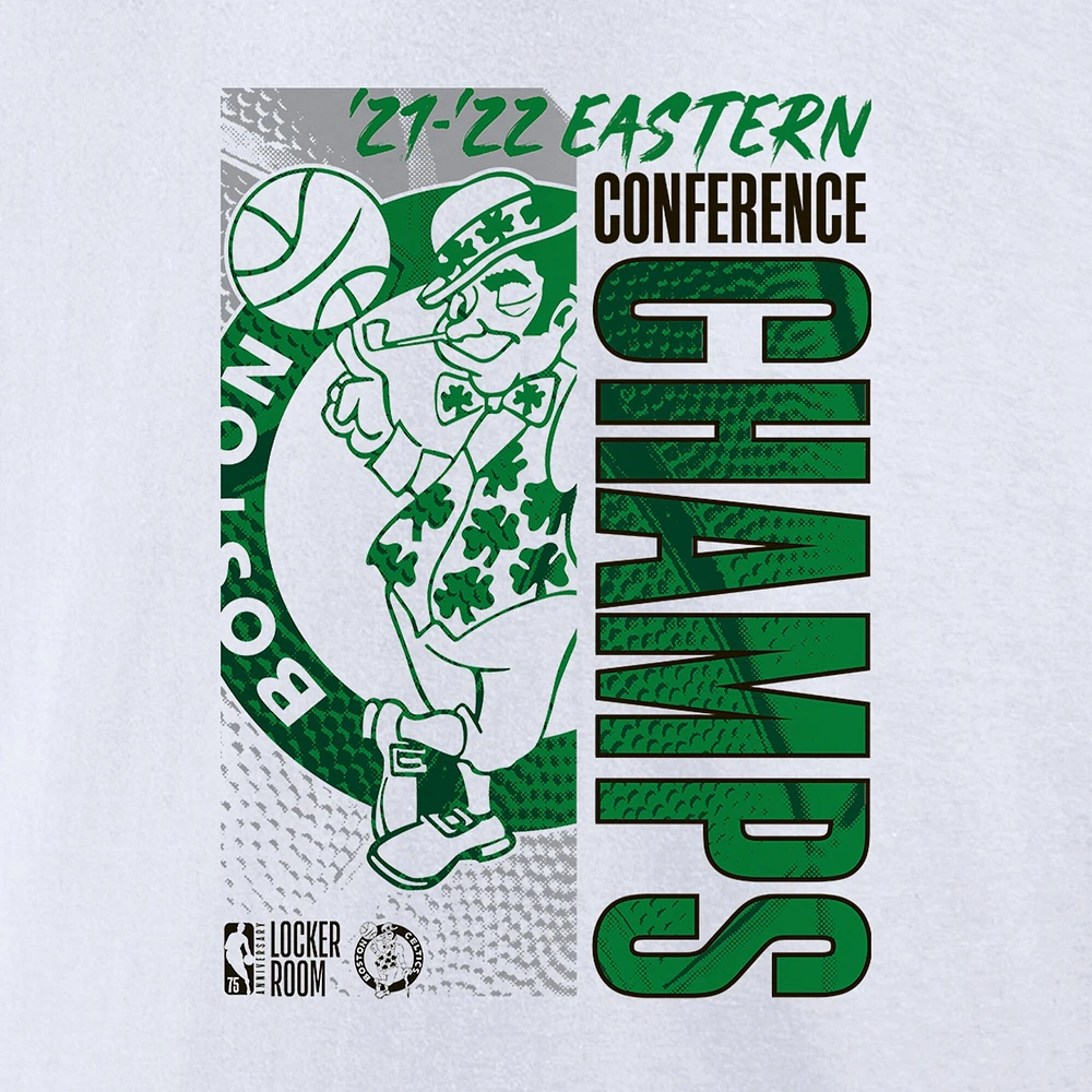 T-shirt blanc à col en V pour femmes Fanatics des Boston Celtics 2022 Champions de la Conférence l'Est, grande taille