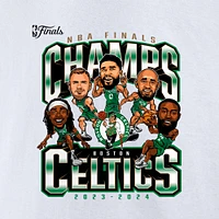 Women's Fanatics White Boston Celtics 2024 NBA Finals Champions Pull Up Jumper Caricature V-Neck T-Shirt