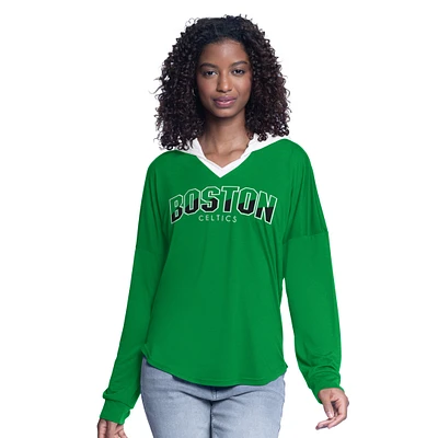 Haut à capuche surdimensionné manches longues pour femme G-III 4Her par Carl Banks Kelly Green Boston Celtics Bench Player