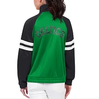 Veste de survêtement entièrement zippée G-III 4Her par Carl Banks pour femmes Kelly Green Boston Celtics Main Player Raglan strass