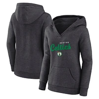 Women's  Heather Charcoal Boston Celtics Triumphant V-Neck Pullover Hoodie