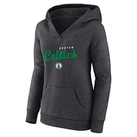 Women's  Heather Charcoal Boston Celtics Triumphant V-Neck Pullover Hoodie