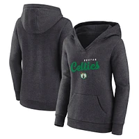 Women's  Heather Charcoal Boston Celtics Triumphant V-Neck Pullover Hoodie