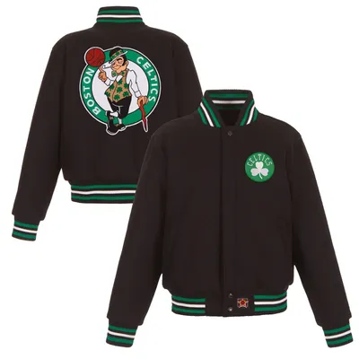 Boston Celtics JH Design Women's Embroidered Logo Wool Jacket - Black