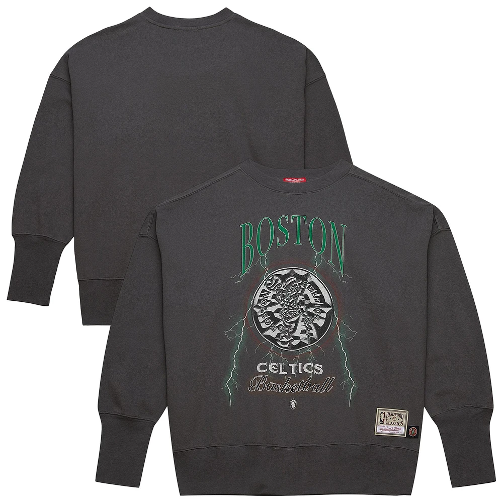 Women's Mitchell & Ness Charcoal Boston Celtics Hardwood Classics Lightweight Pullover Sweatshirt