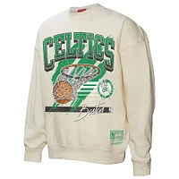 Women's Mitchell & Ness Cream Boston Celtics Brush Bucket Pullover Sweatshirt