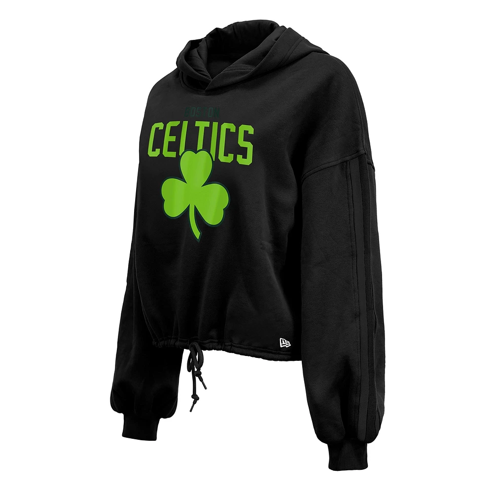 Sweat à capuche court Boston Celtics City Edition 2024/25 New Era noir pour femme