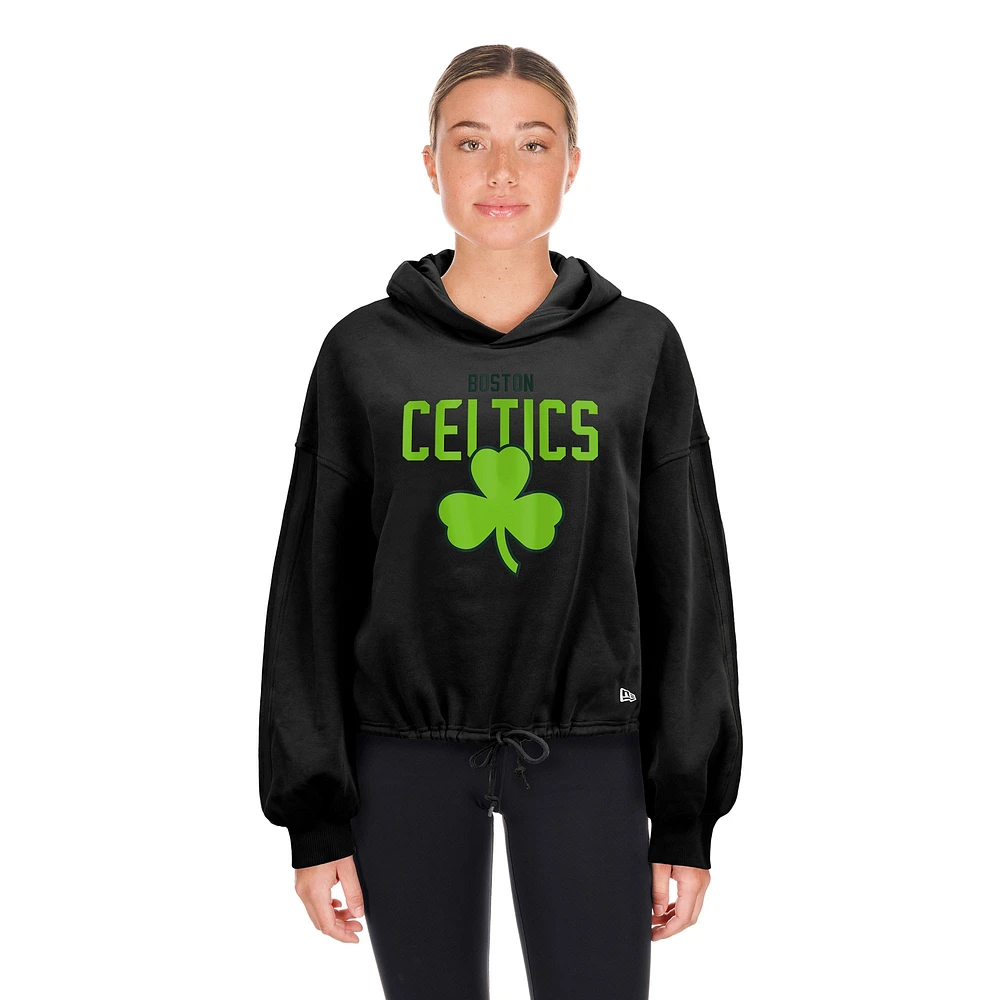 Sweat à capuche court Boston Celtics City Edition 2024/25 New Era noir pour femme