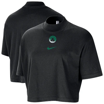 T-shirt court ample à col montant Nike Boston Celtics Courtside pour femme, noir