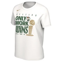 T-shirt Nike blanc Boston Celtics 2024 NBA Finals Champions Celebration Parade pour femme