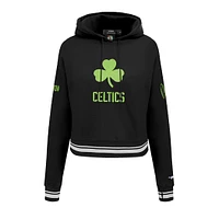 Women's Pro Standard Black Boston Celtics 2024/25 City Edition Chenille Applique Cropped Pullover Hoodie