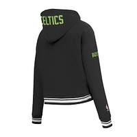 Sweat à capuche court en chenille avec appliques City Edition 2024/25 Pro Standard pour femme, noir, Boston Celtics