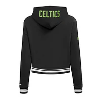 Women's Pro Standard Black Boston Celtics 2024/25 City Edition Chenille Applique Cropped Pullover Hoodie