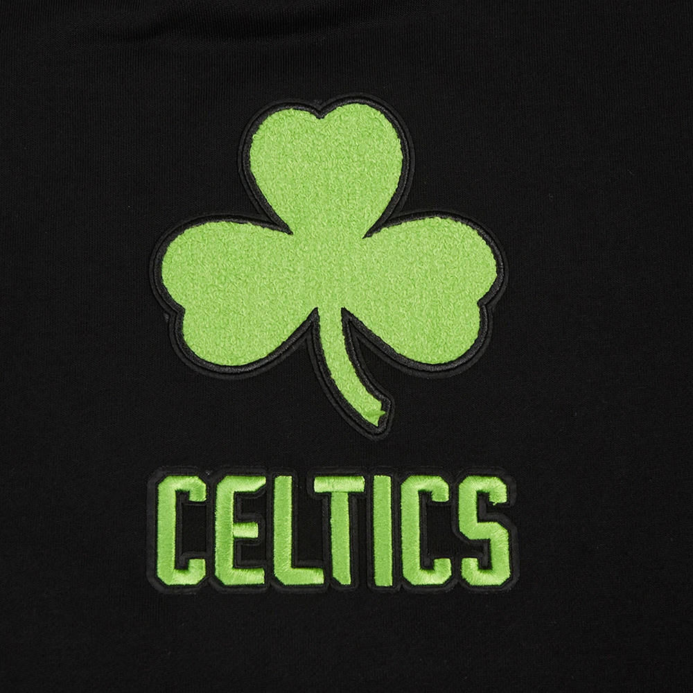 Women's Pro Standard Black Boston Celtics 2024/25 City Edition Chenille Applique Cropped Pullover Hoodie