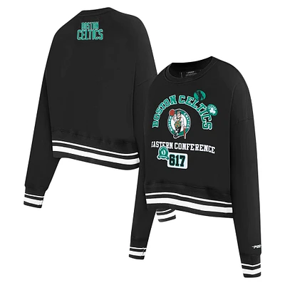 Women's Pro Standard Black Boston Celtics Area Code Cropped Pullover Sweatshirt