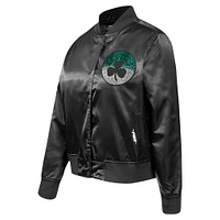 Women's Pro Standard Black Boston Celtics Jeweled Satin Full-Snap Jacket