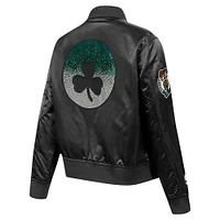 Women's Pro Standard Black Boston Celtics Jeweled Satin Full-Snap Jacket