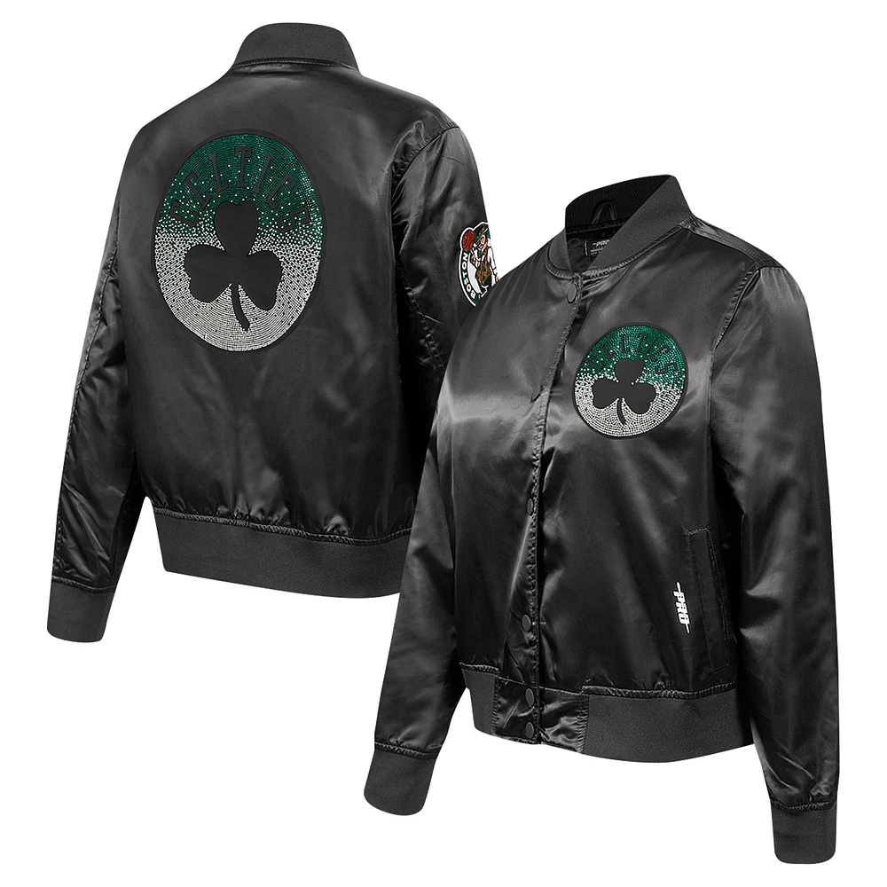 Veste à boutons-pression en satin ornée de bijoux Boston Celtics Pro Standard pour femme noire