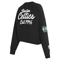 Women's Pro Standard Black Boston Celtics Paint The City Cropped Pullover Sweatshirt