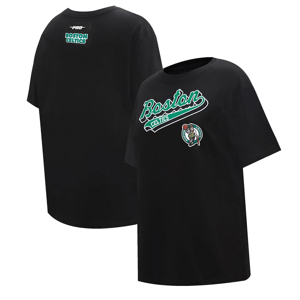 Women's Pro Standard Black Boston Celtics Script Boyfriend T-Shirt