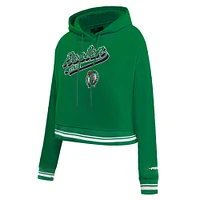 Women's Pro Standard Kelly Green Boston Celtics Script Tail Cropped Pullover Hoodie