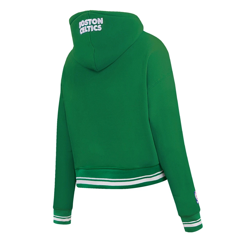 Women's Pro Standard Kelly Green Boston Celtics Script Tail Cropped Pullover Hoodie