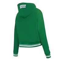 Women's Pro Standard Kelly Green Boston Celtics Script Tail Cropped Pullover Hoodie