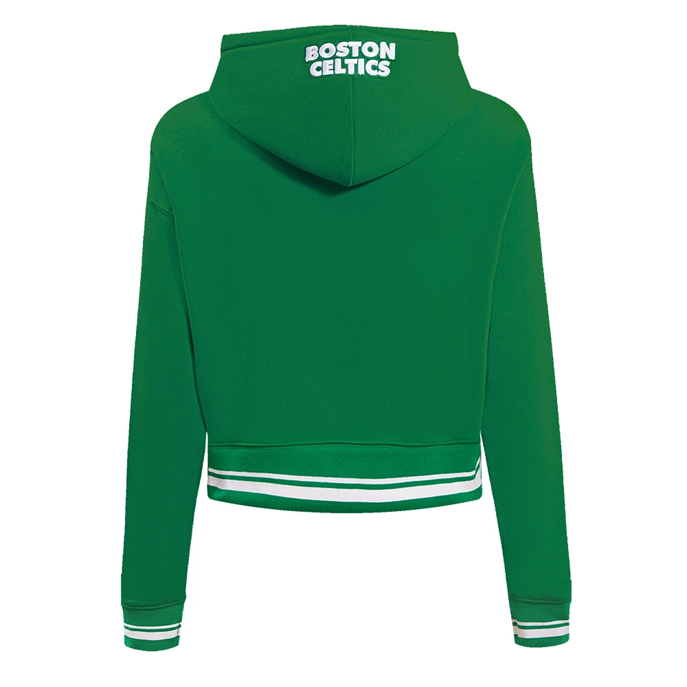 Women's Pro Standard Kelly Green Boston Celtics Script Tail Cropped Pullover Hoodie