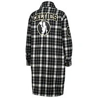 Women's Pro Standard White/Black Boston Celtics Prep Plaid Button-Up Shacket