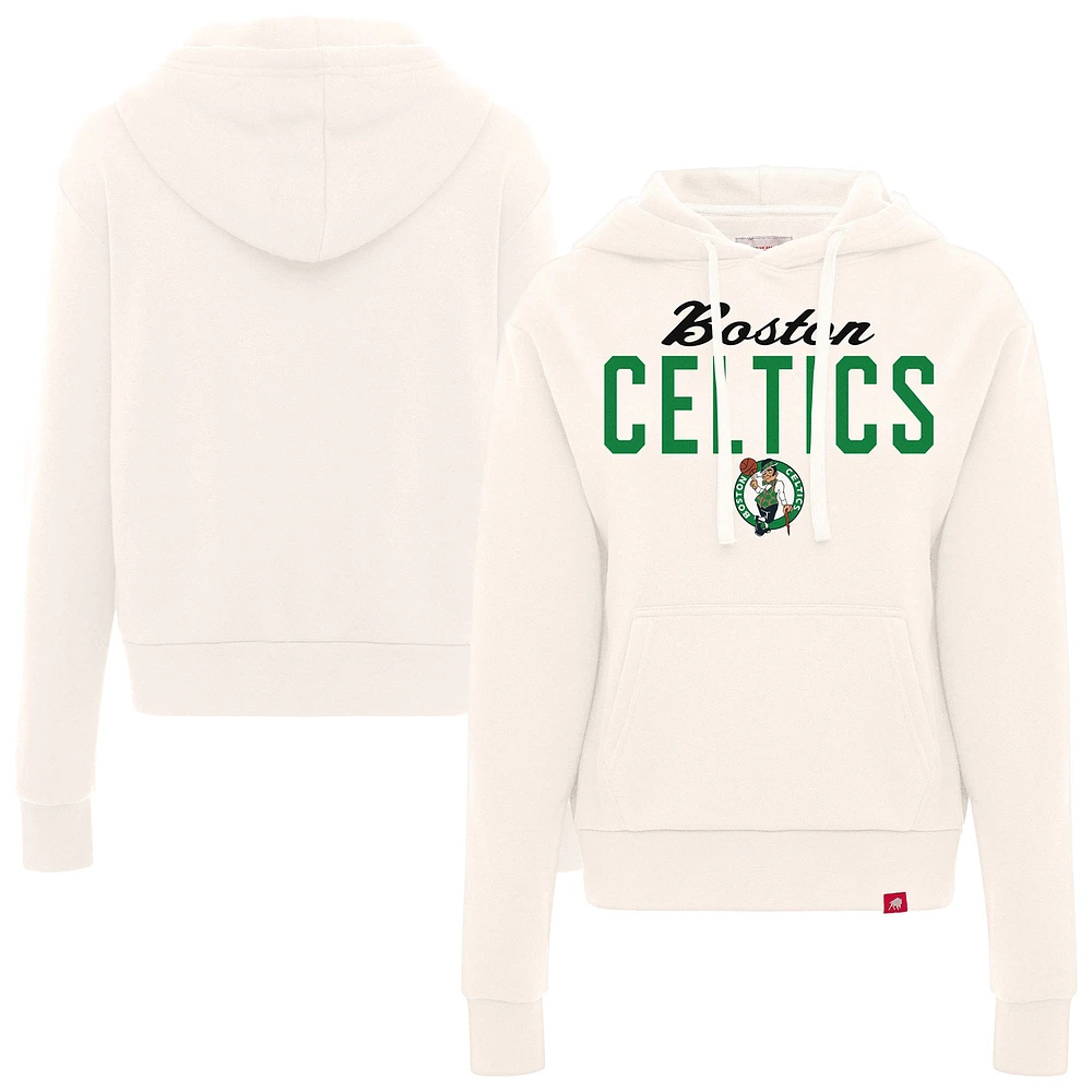 Women's Sportiqe  Cream Boston Celtics Ava Boxy Tri-Blend Pullover Hoodie