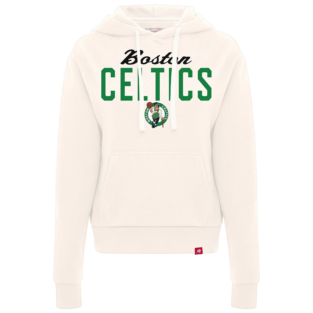 Women's Sportiqe  Cream Boston Celtics Ava Boxy Tri-Blend Pullover Hoodie