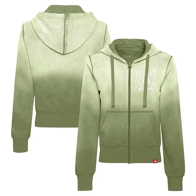 Women's Sportiqe Olive Boston Celtics Carli Sun Fade Full-Zip Hoodie