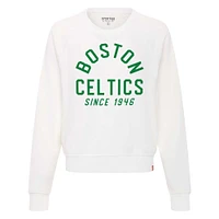 Women's Sportiqe White Boston Celtics Ashlyn Super Soft Raglan Pullover Sweatshirt